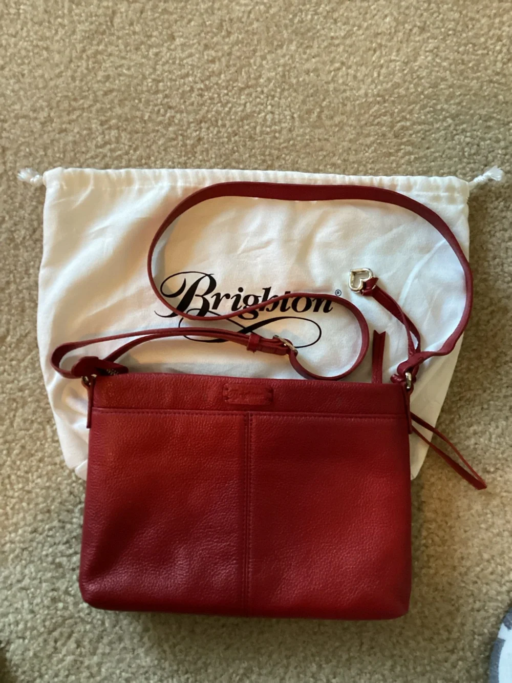 Brighton Red Pebbled Leather Crossbody with Stud Accents